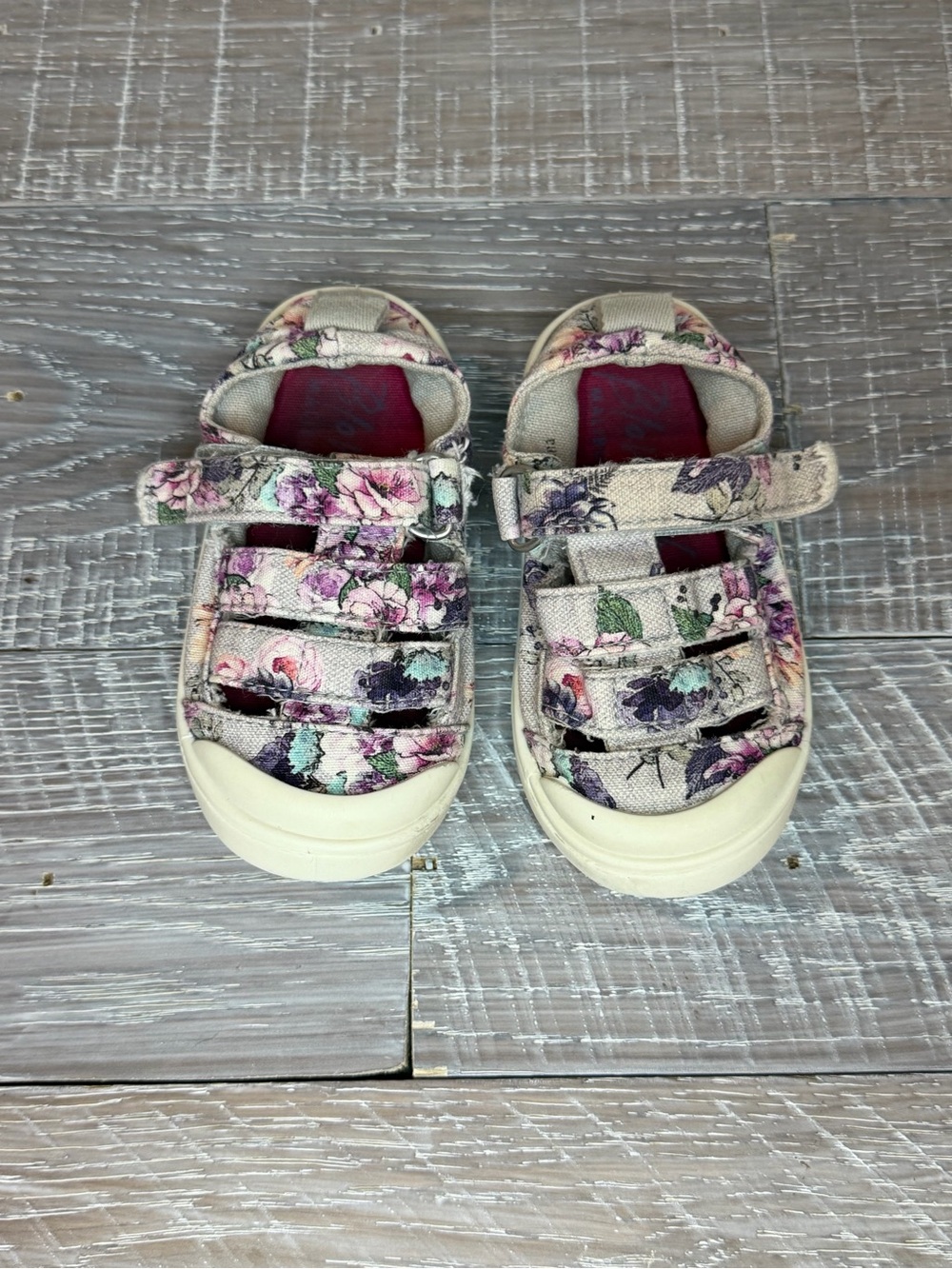 Blowfish Malibu Toddler Floral Canvas Velcro Sneaker / Sandal - Pink & Purple 🌺